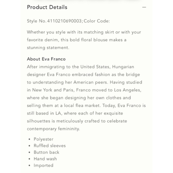 Anthropologie Eva Franco Ikebana Floral Blouse - Picture 14 of 15